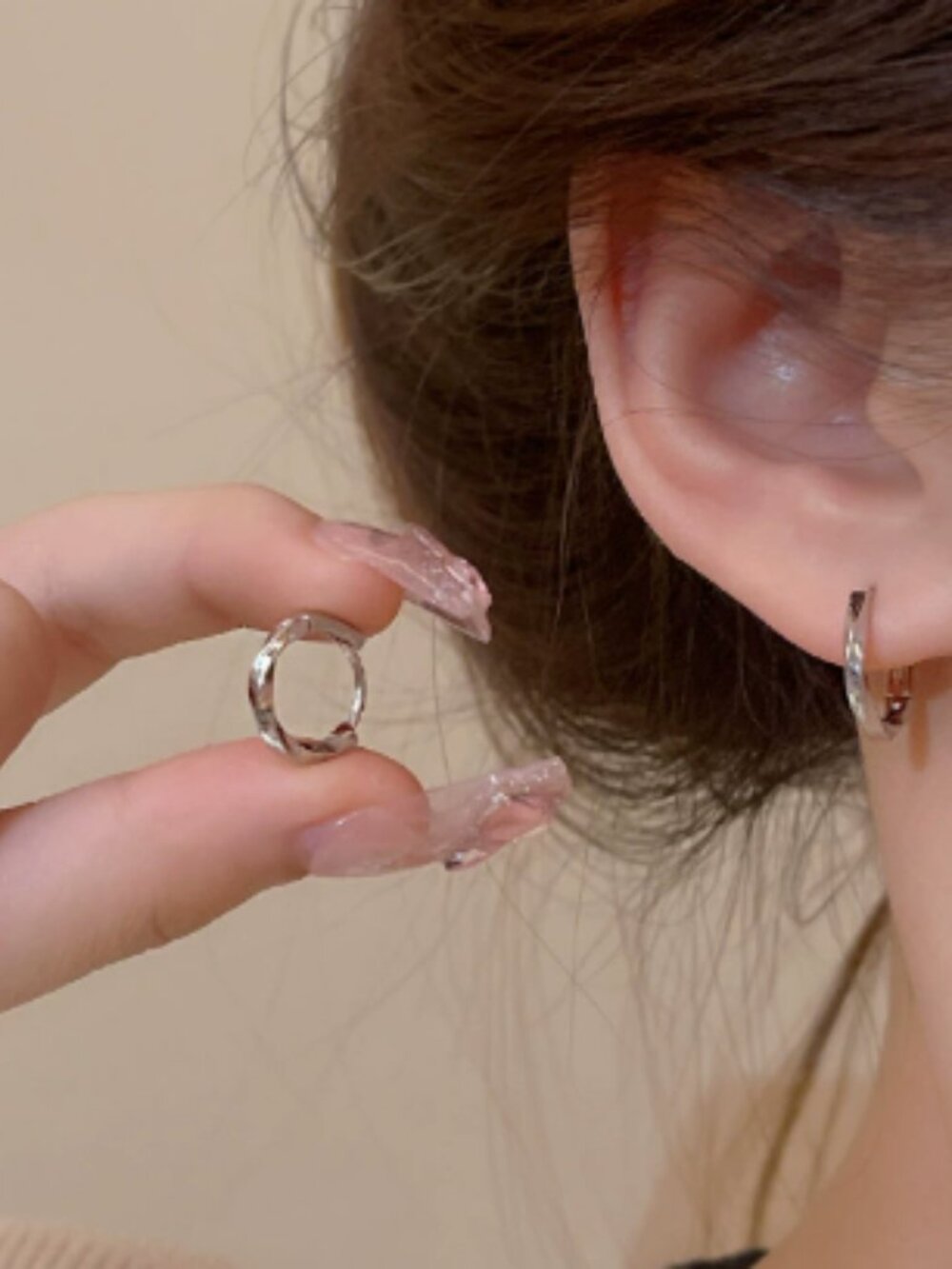 Minimalist Twisted Small Silver Huggie Hoops Textured Daily Wear Earrings